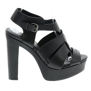 MANGO mng black Caged chunky platform sandal heels 7.5